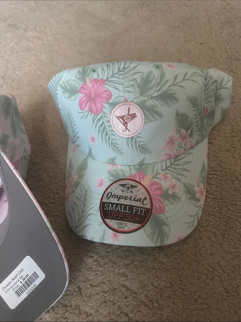 Imperial Floral UPF 60+ Sun Cap - Pink and Mint - Picture 2 of 10